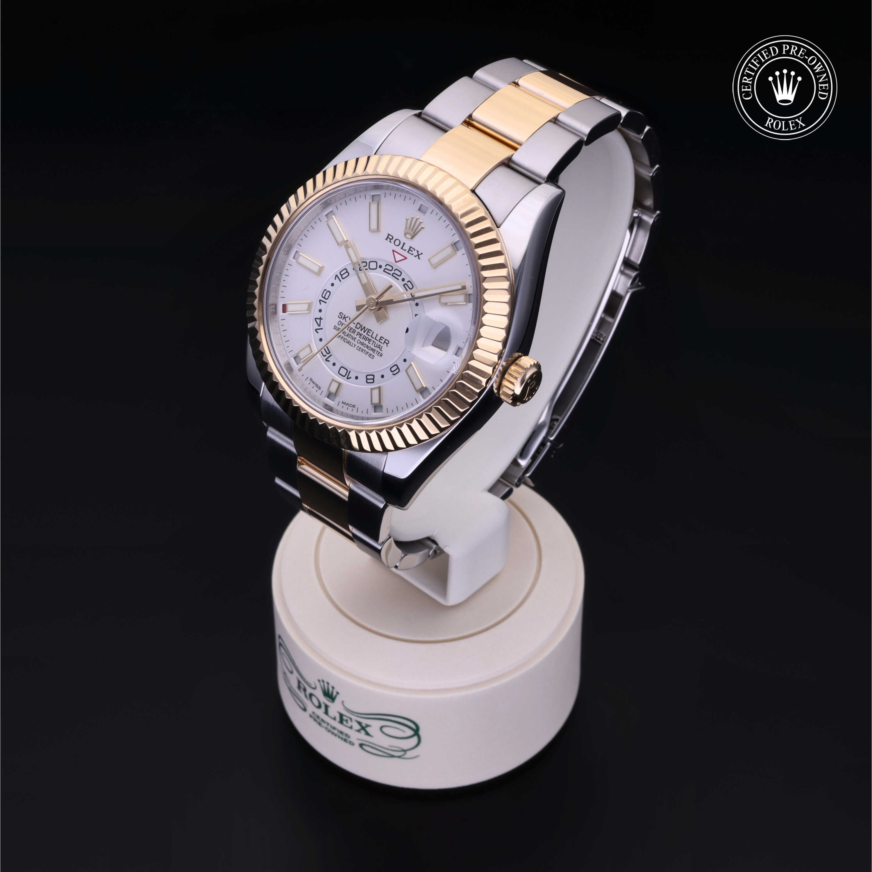 Rolex Certified Pre-owned Sky-Dweller M326933-0009 front on black background