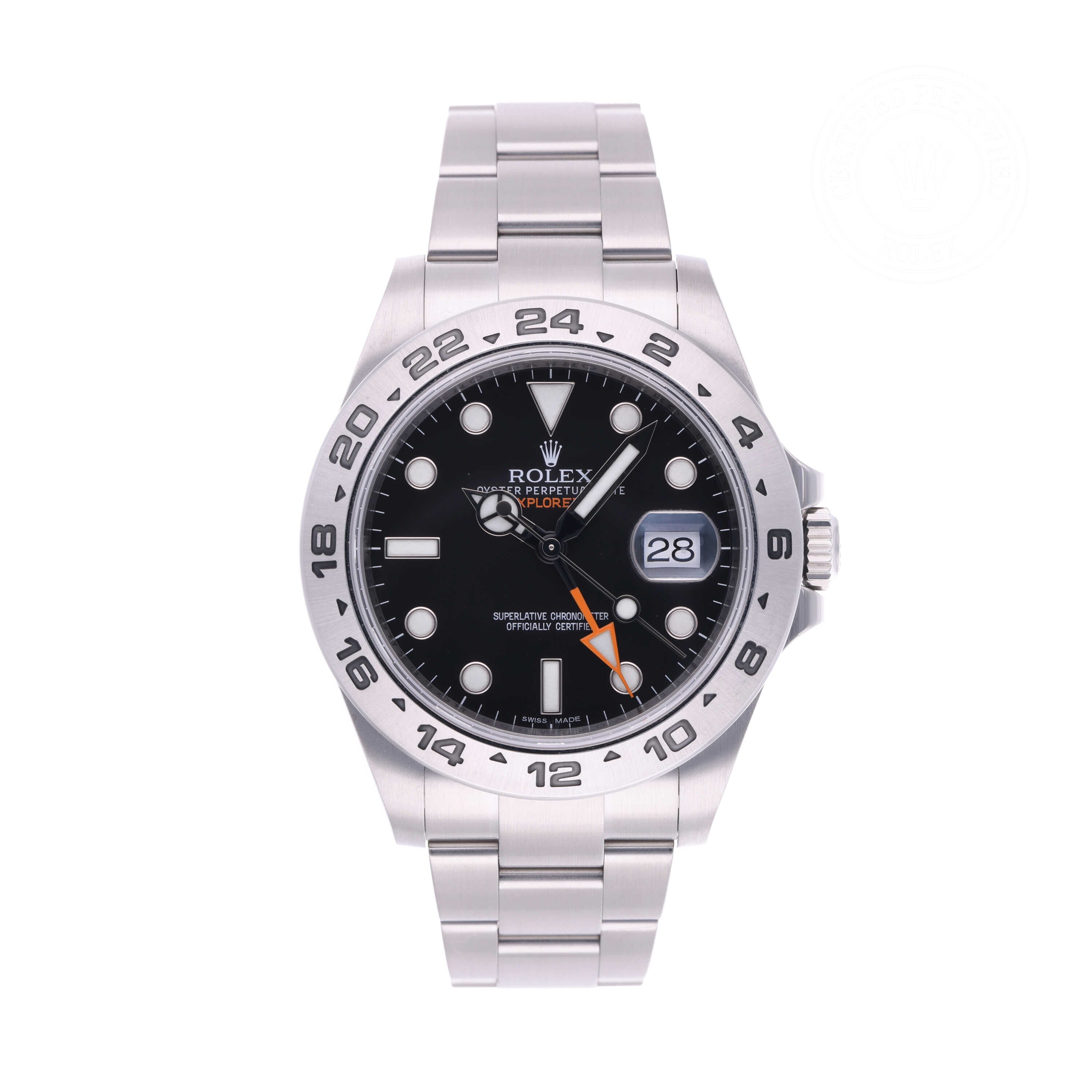 Rolex Certified Pre-owned Explorer M216570-0002 front on white background