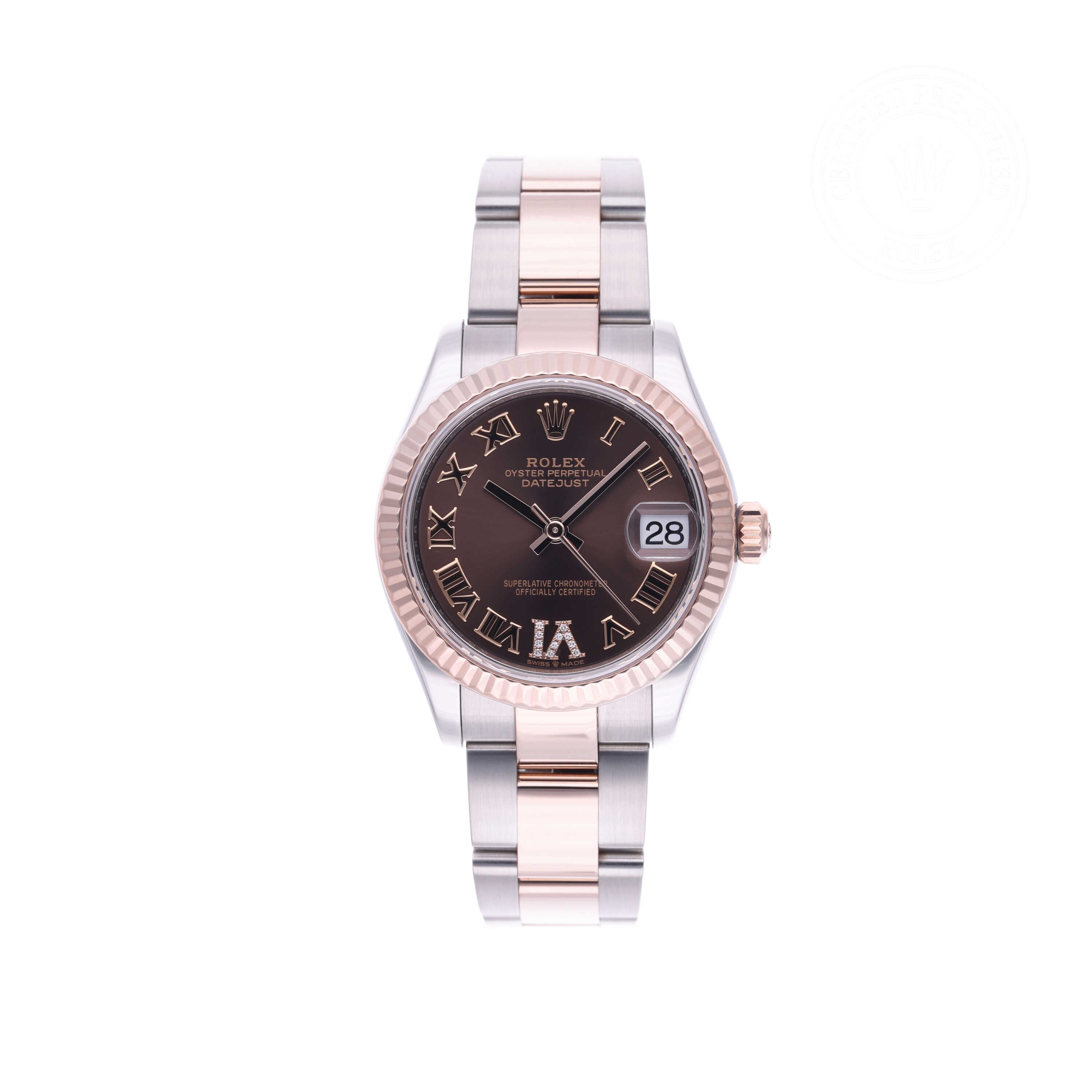 Rolex Certified Pre-owned Lady Datejust M278271-0003 front on white background