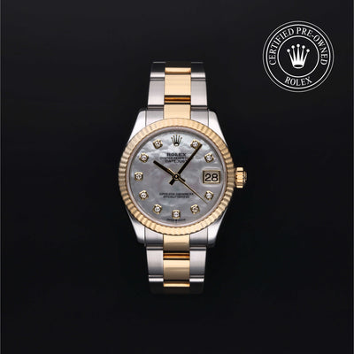 Rolex Certified Pre-owned Lady Datejust M278273-0028 front on black background