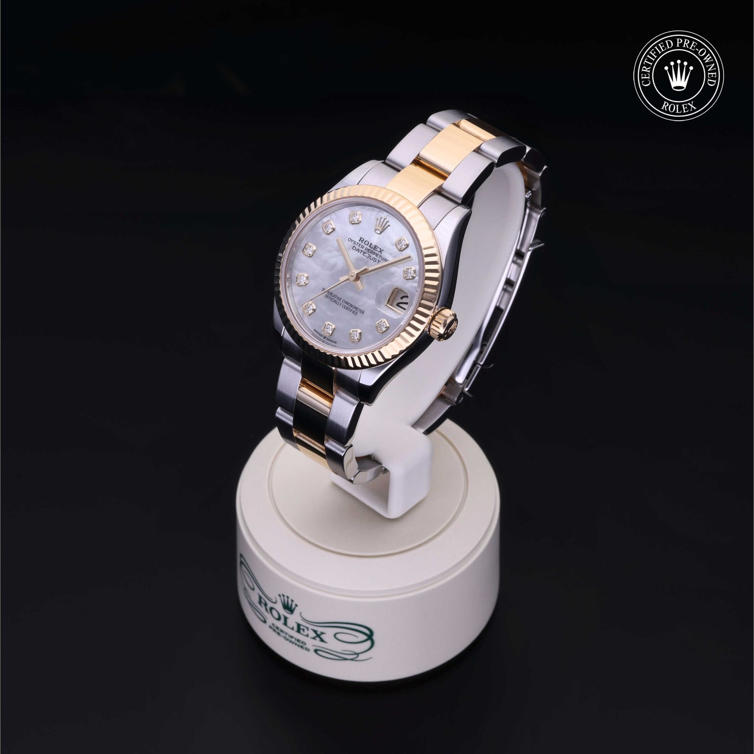 Rolex Certified Pre-owned Lady Datejust M278273-0028 front on black background