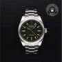 Rolex Certified Pre-owned Milgauss M116400GV-0001 front on black background