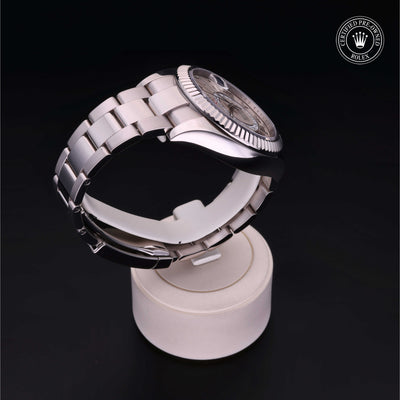 Rolex Certified Pre-owned Sky-Dweller M326939-0001 front on black background