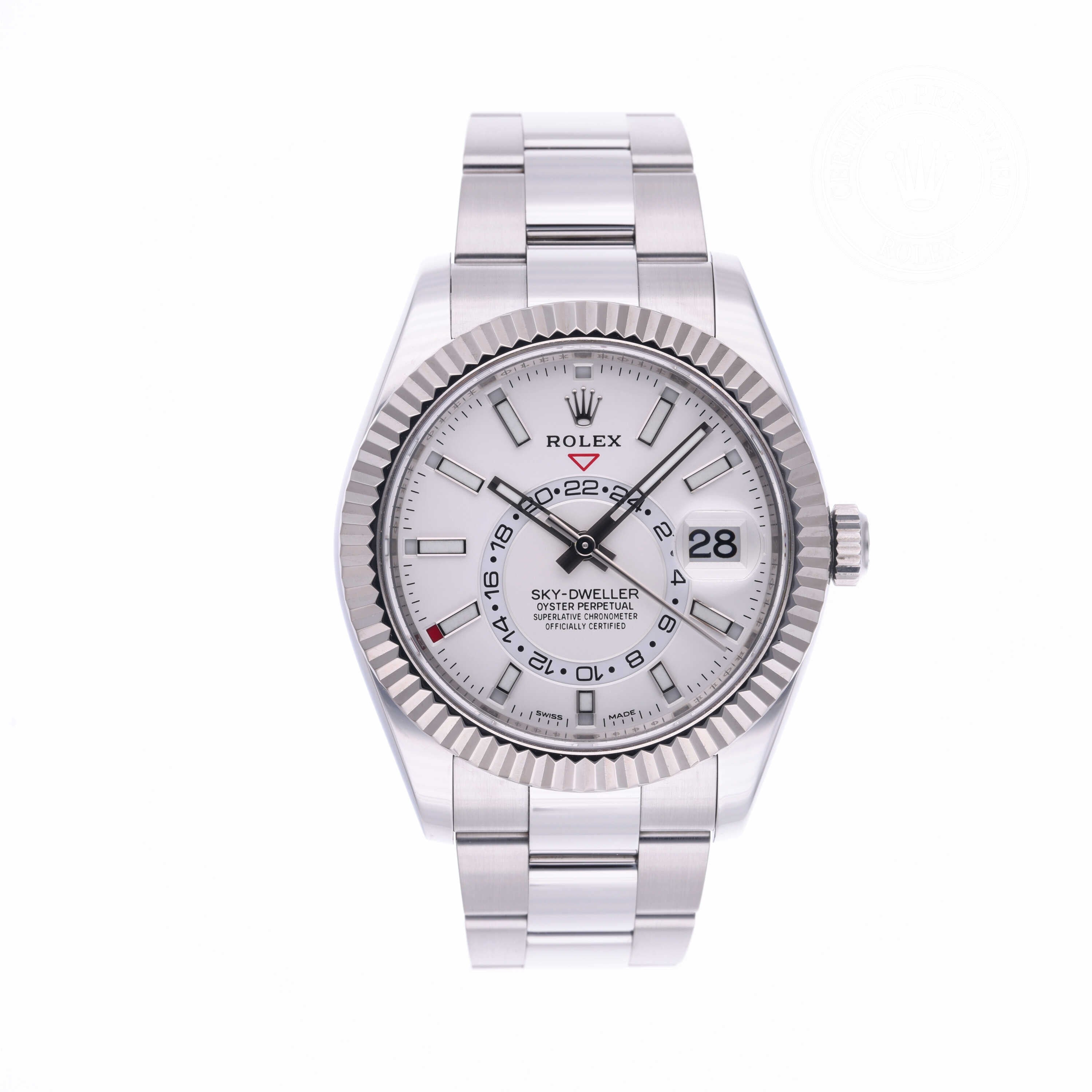 Rolex Certified Pre-owned Sky-Dweller M326934-0001 front on white background