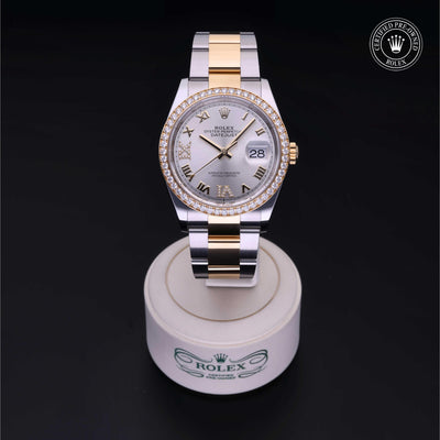 Rolex Certified Pre-owned Datejust M126283RBR-0018 front on black background