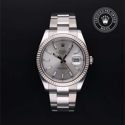 Rolex Certified Pre-owned Datejust M126334-0003 front on black background