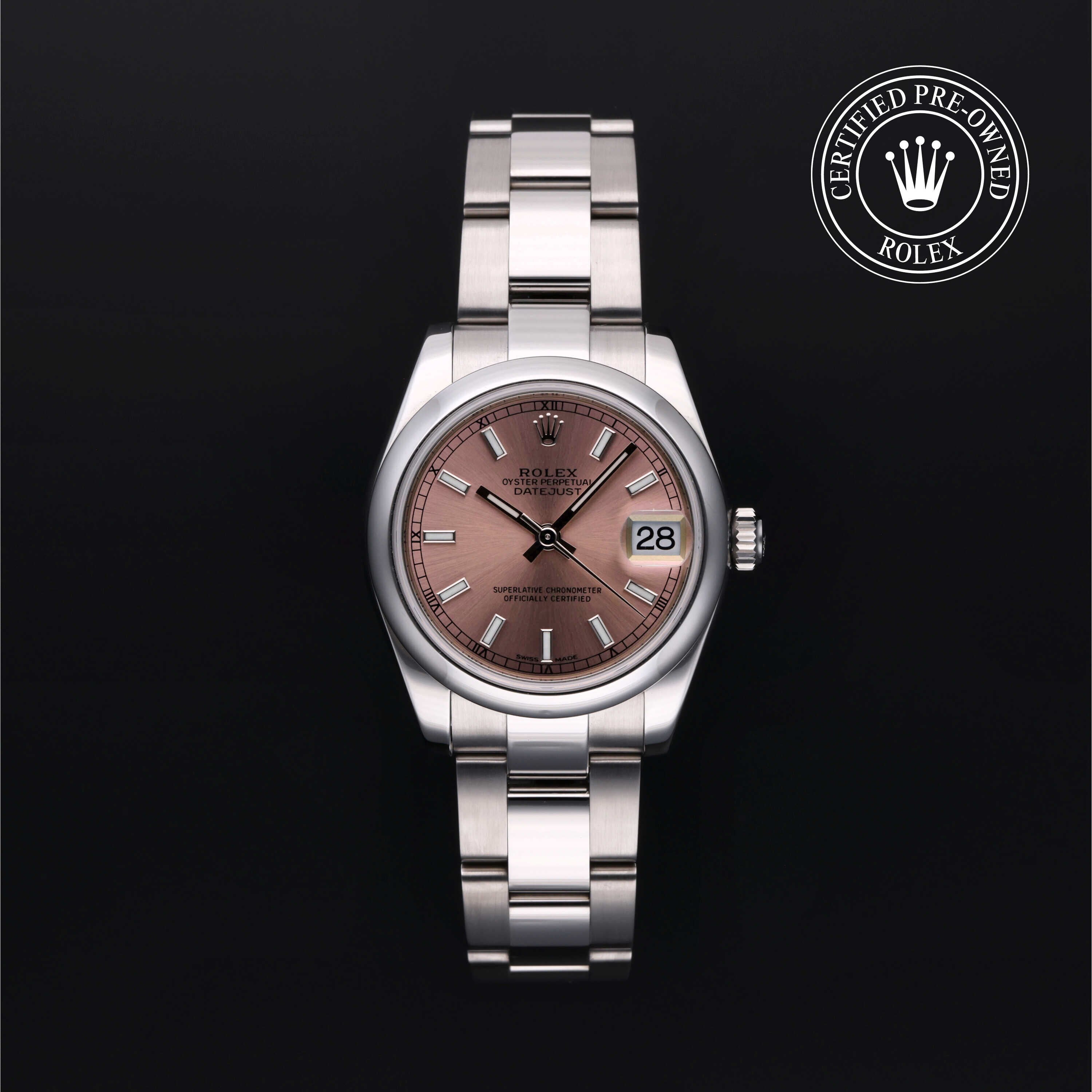 Rolex Certified Pre-owned Lady Datejust M178240-0028 front on black background