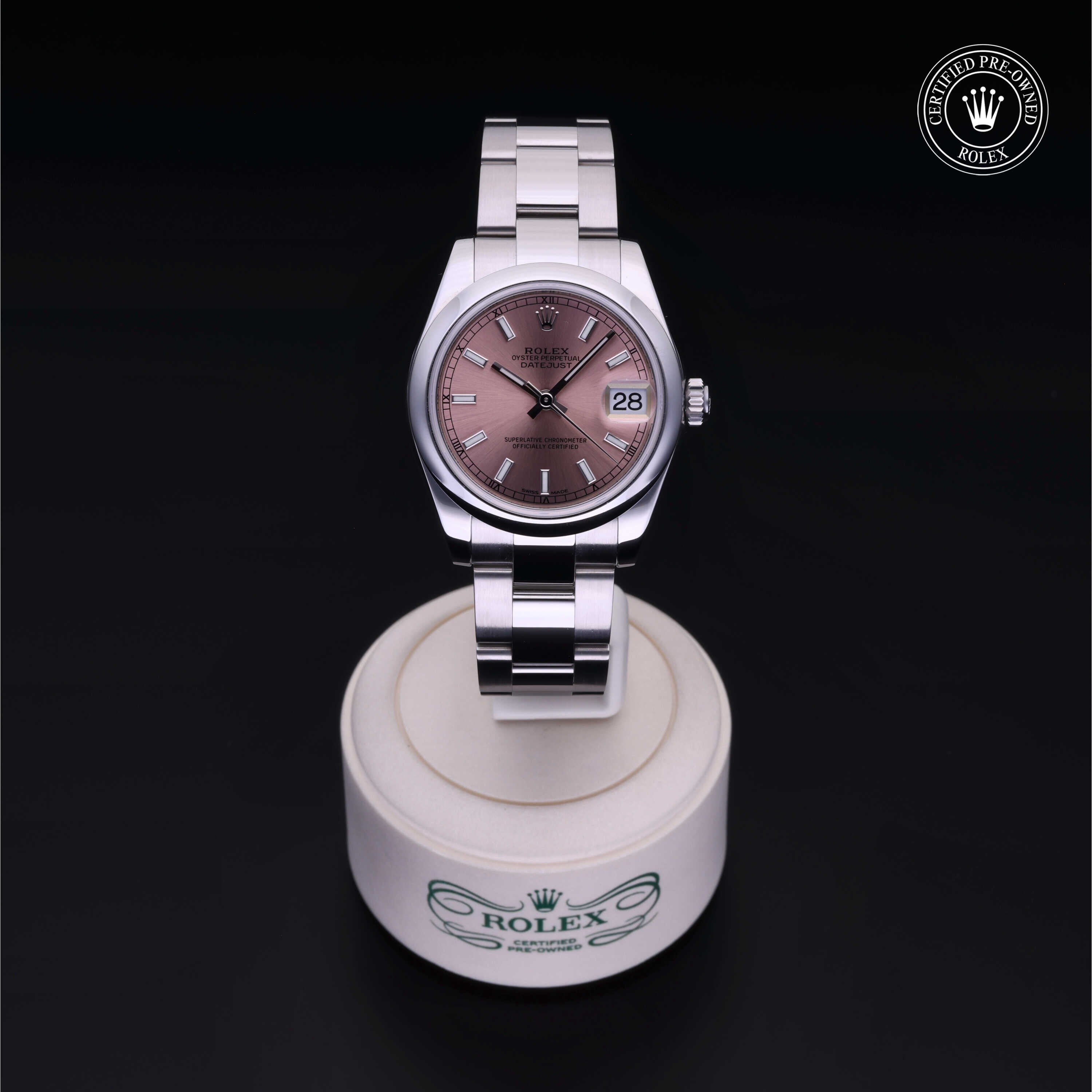 Rolex Certified Pre-owned Lady Datejust M178240-0028 front on black background