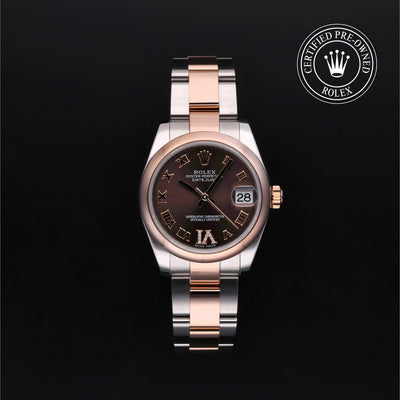 Rolex Certified Pre-owned Lady Datejust M178241-0074 front on black background