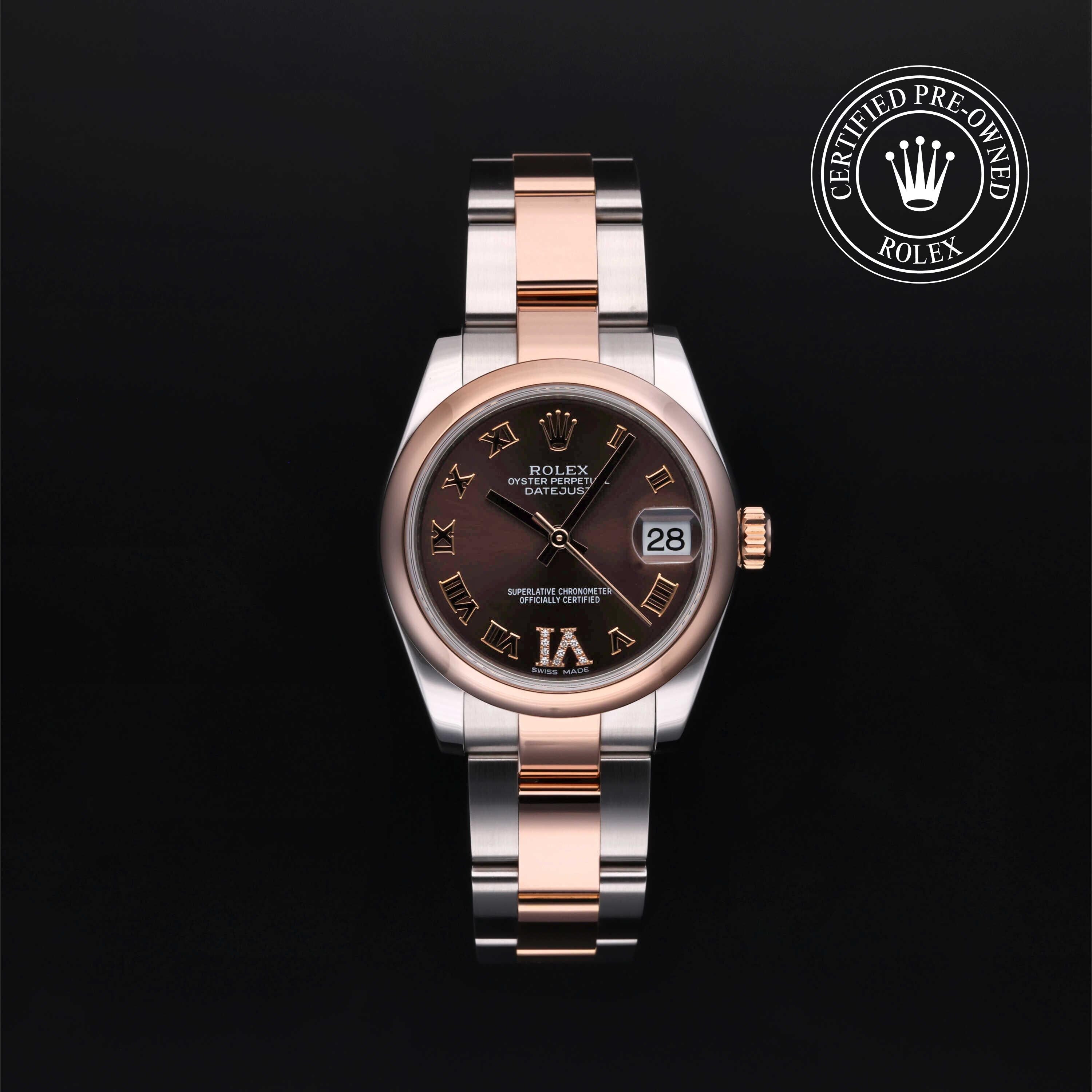 Rolex Certified Pre-owned Lady Datejust M178241-0074 front on black background