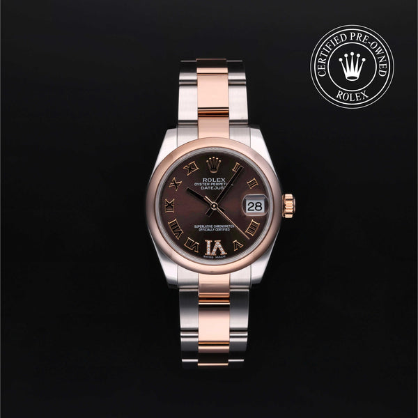 Rolex Certified Pre-owned Lady Datejust M178241-0074 front on black background