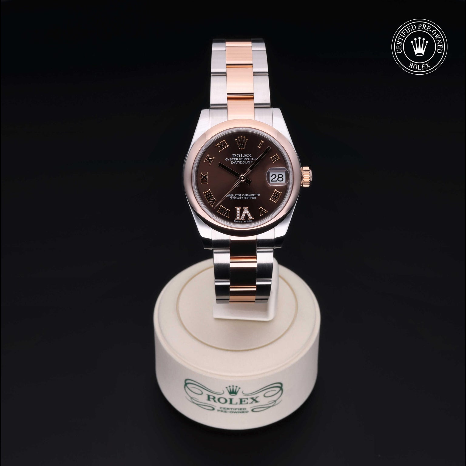 Rolex Certified Pre-owned Lady Datejust M178241-0074 front on black background