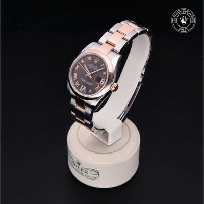 Rolex Certified Pre-owned Lady Datejust M178241-0074 front on black background