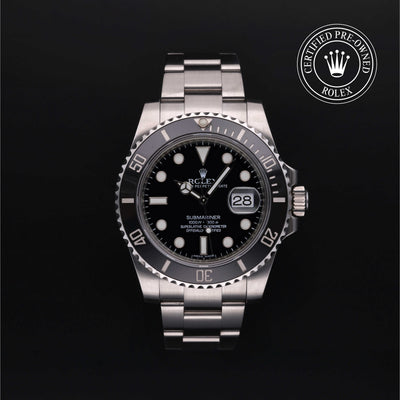 Rolex Certified Pre-owned Submariner M116610LN-0001 front on black background