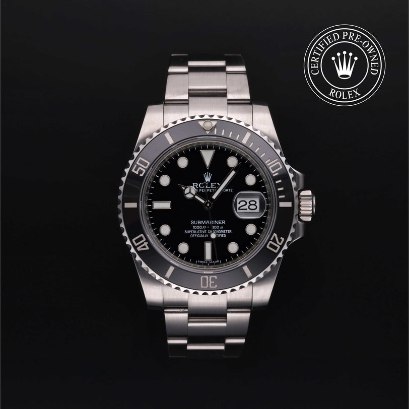 Rolex Certified Pre-owned Submariner M116610LN-0001 front on black background