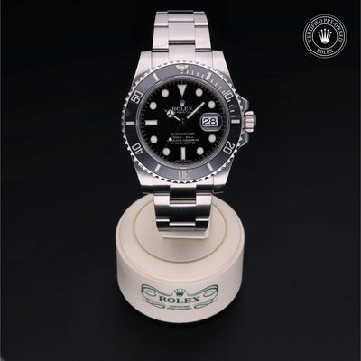 Rolex Certified Pre-owned Submariner M116610LN-0001 front on black background