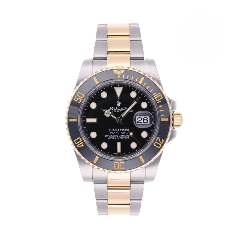 Rolex Certified Pre-owned Submariner M116613LN-0001 front on white background