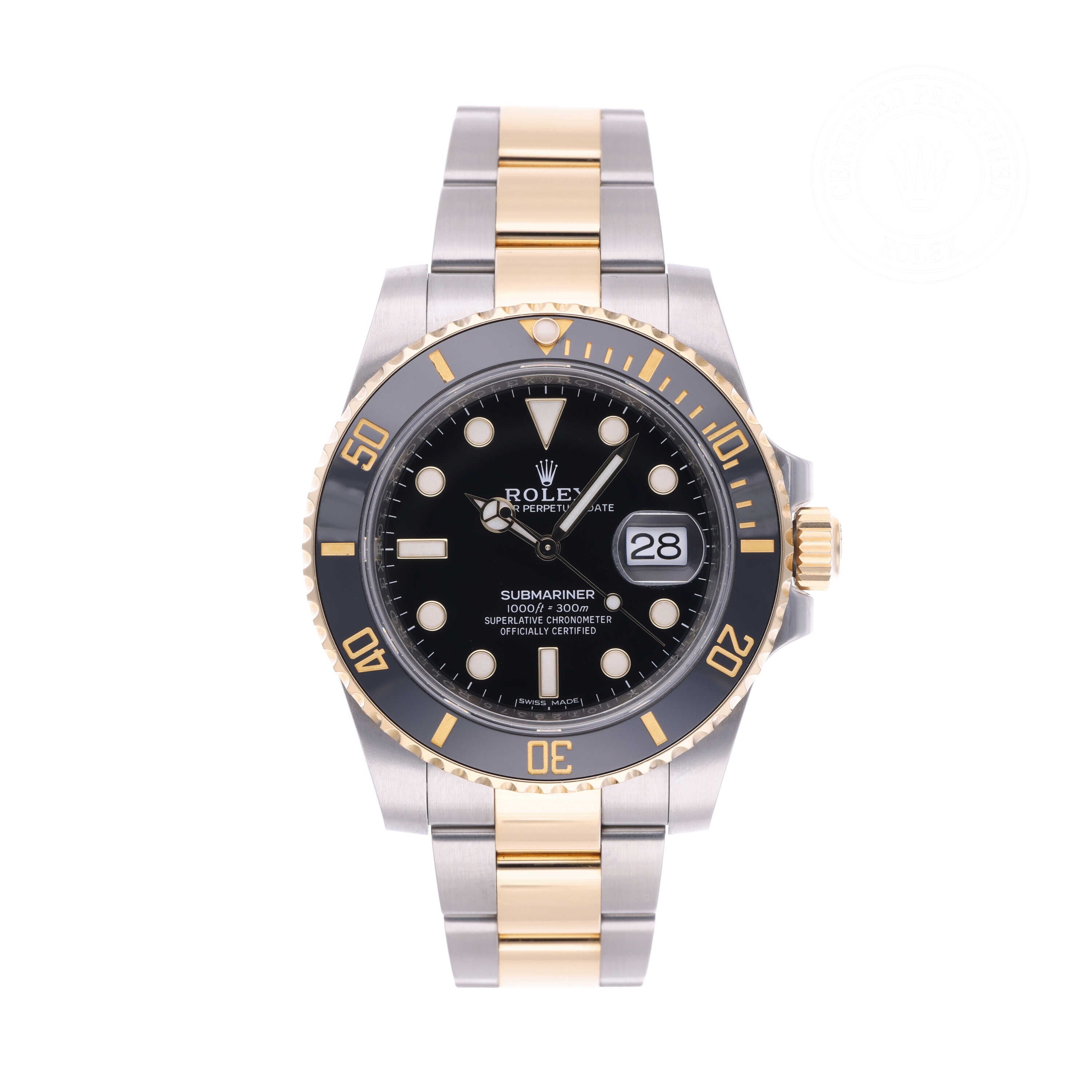 Rolex Certified Pre-owned Submariner M116613LN-0001 front on white background