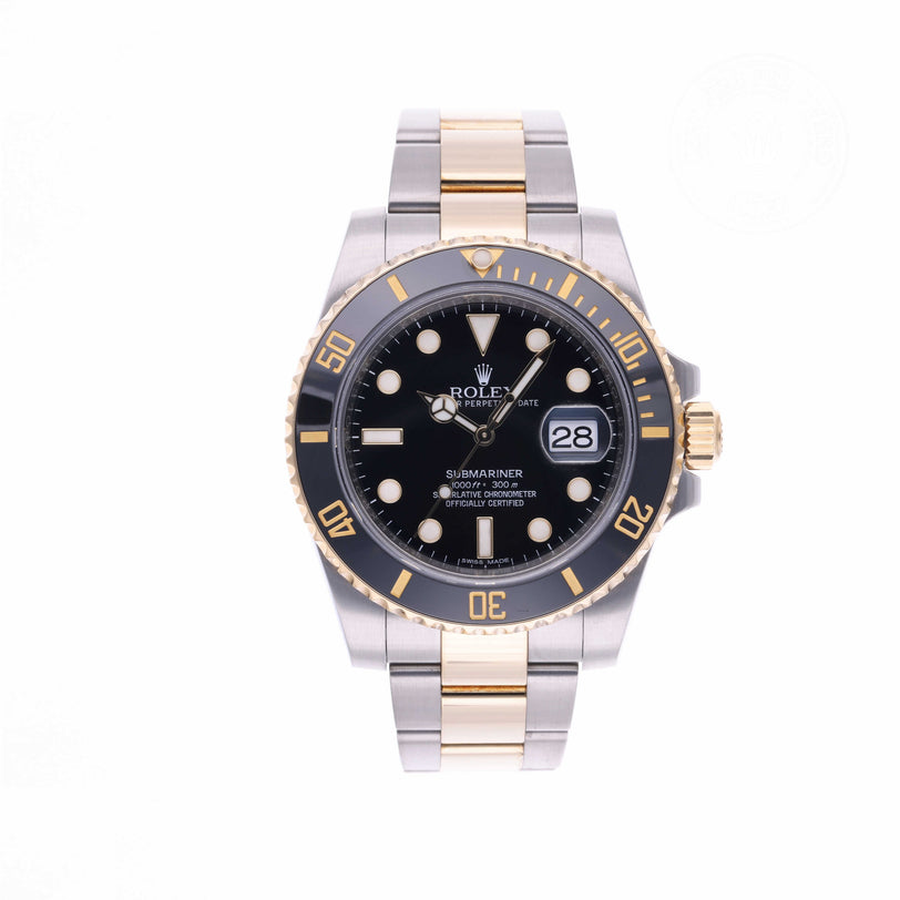 Rolex Certified Pre-owned Submariner M116613LN-0001 front on white background