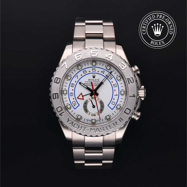Rolex Certified Pre-owned Yacht-Master M116689-0001 front on black background