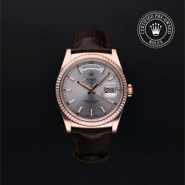 Rolex Certified Pre-owned Day-date M118135-0005 front on black background