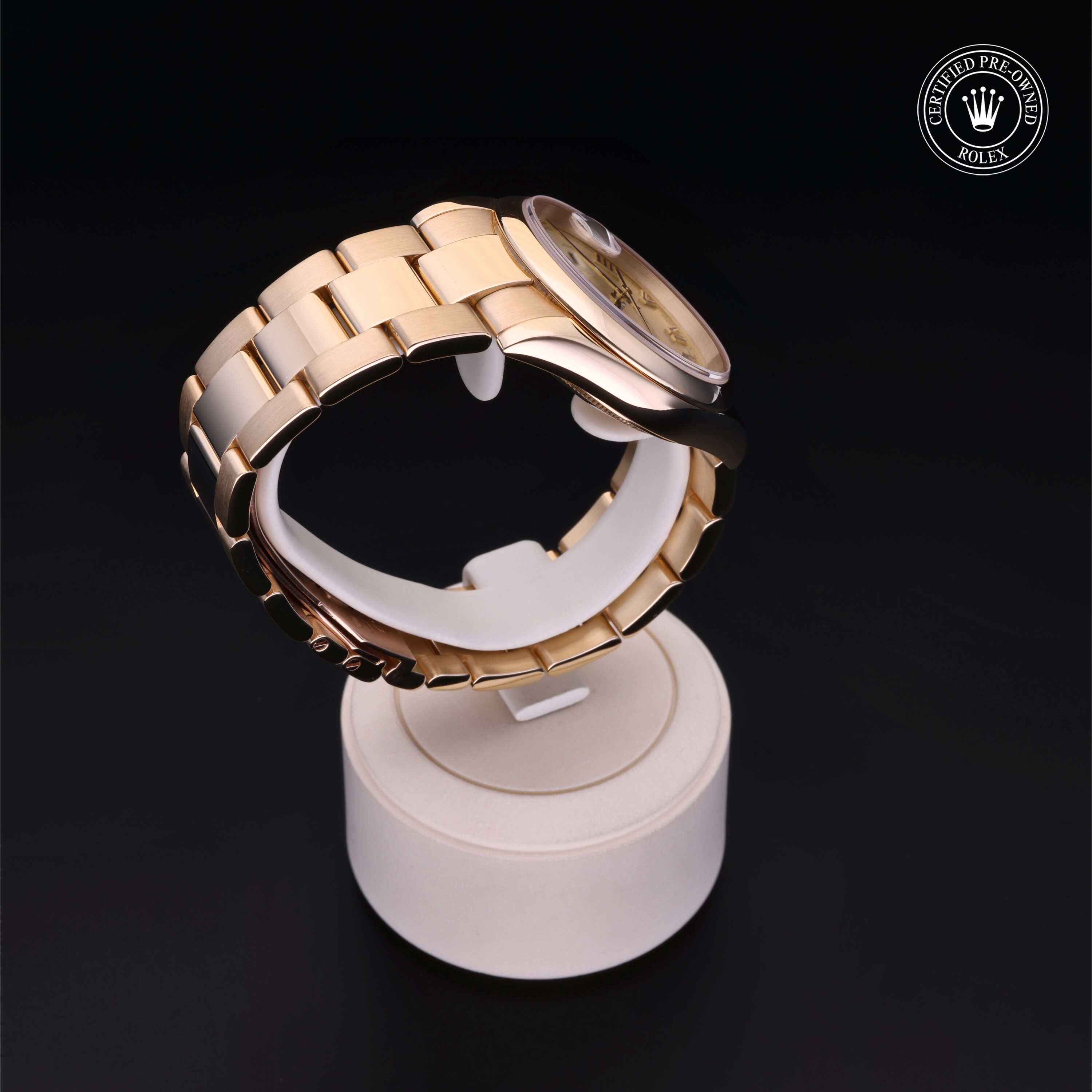 Rolex Certified Pre-owned Day-date M118208-0009 front on black background