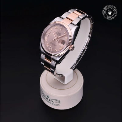 Rolex Certified Pre-owned Datejust M126231-0028 front on black background