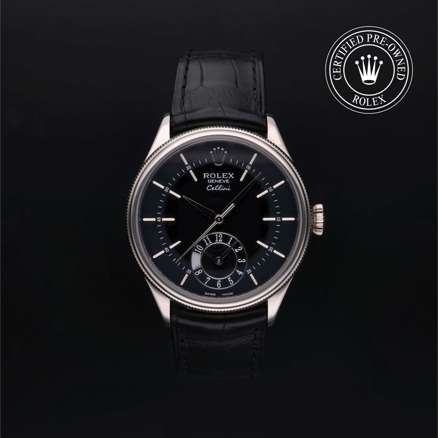 Rolex Certified Pre-owned Cellini M50529-0005 front on black background
