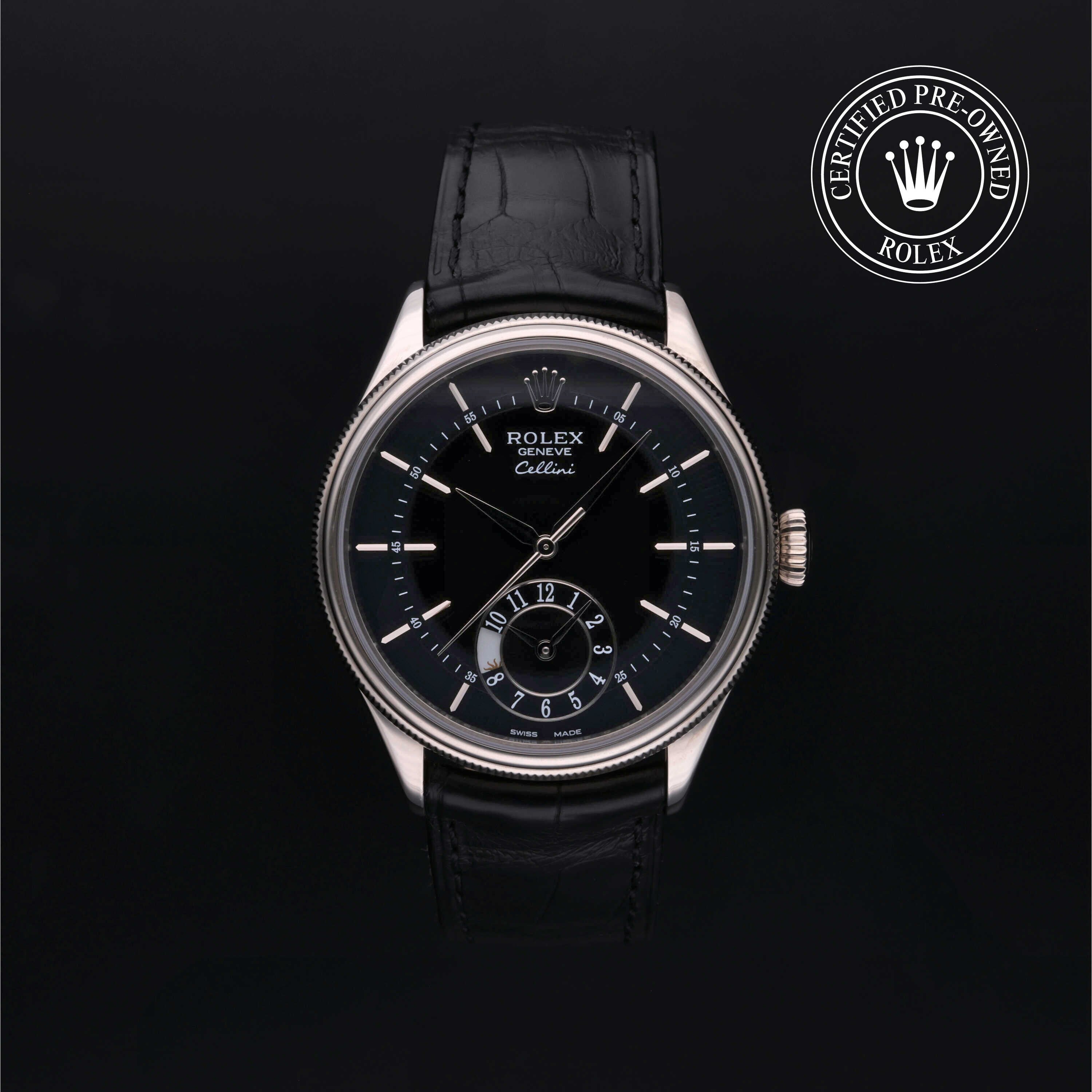 Rolex Certified Pre-owned Cellini M50529-0005 front on black background