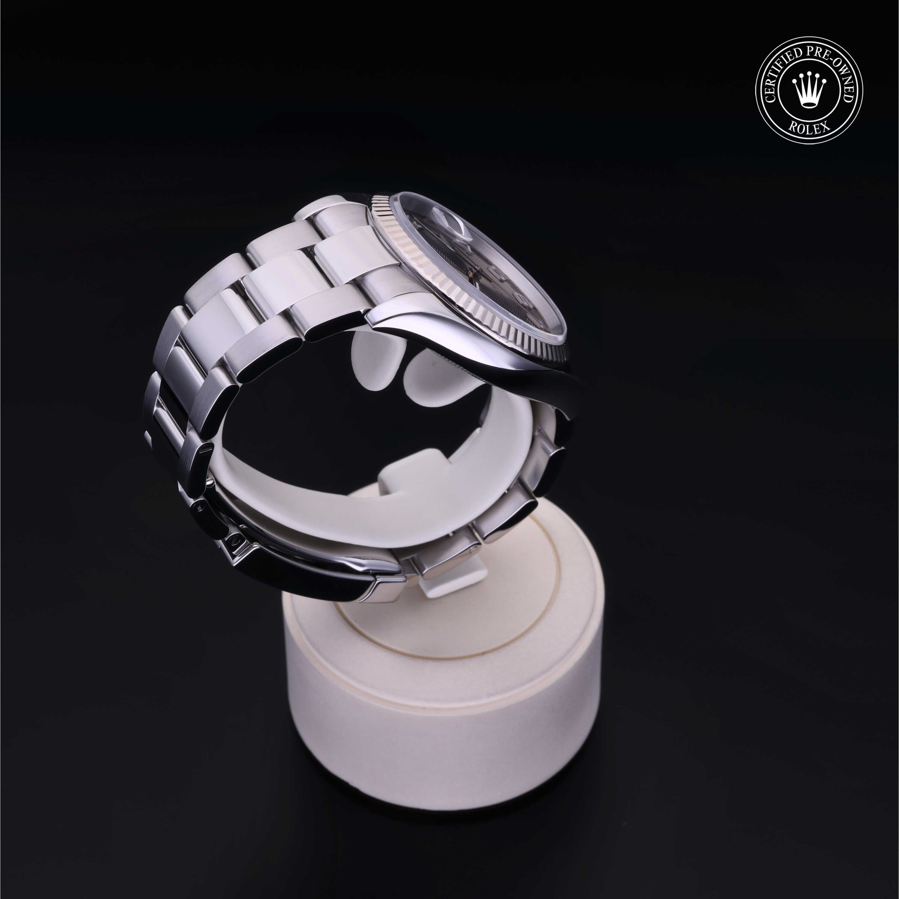 Rolex Certified Pre-owned Datejust M116234-0025 front on black background