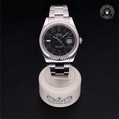 Rolex Certified Pre-owned Datejust M116334-0002 front on black background