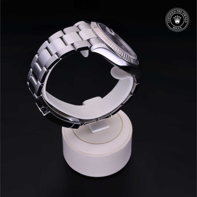 Rolex Certified Pre-owned Datejust M116334-0001 front on black background