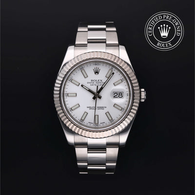 Rolex Certified Pre-owned Datejust M116334-0006 front on black background