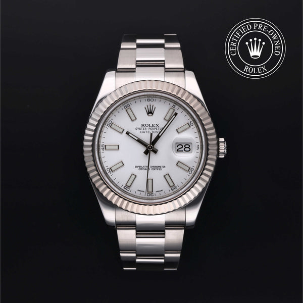 Rolex Certified Pre-owned Datejust M116334-0006 front on black background
