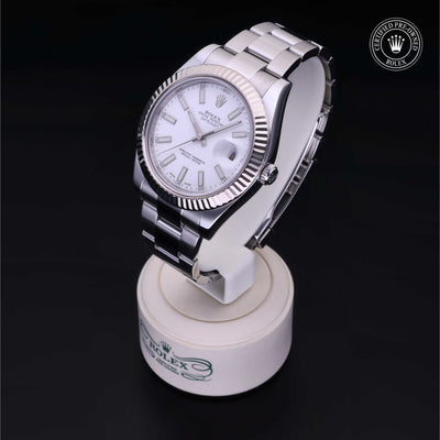 Rolex Certified Pre-owned Datejust M116334-0006 front on black background