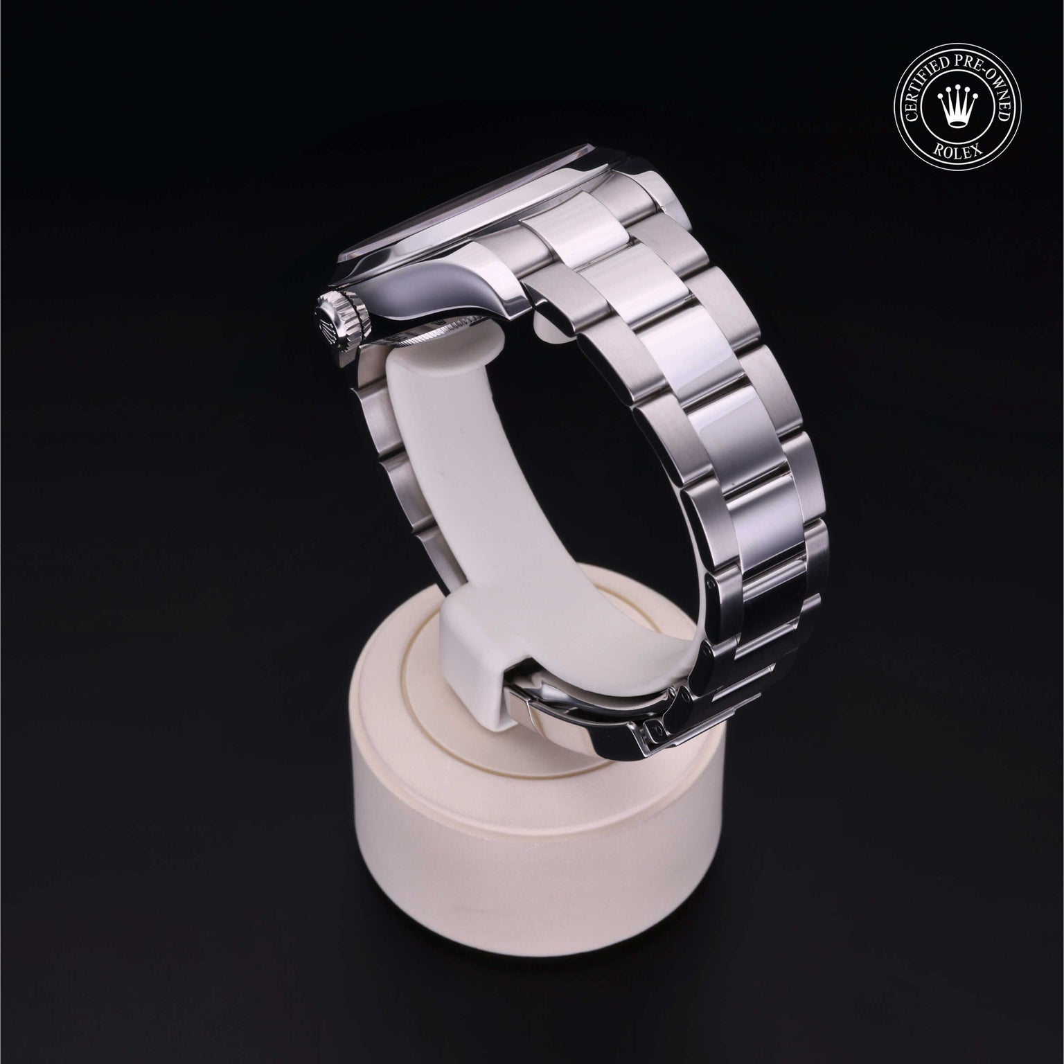 Rolex Certified Pre-owned Milgauss M116400-0002 front on black background