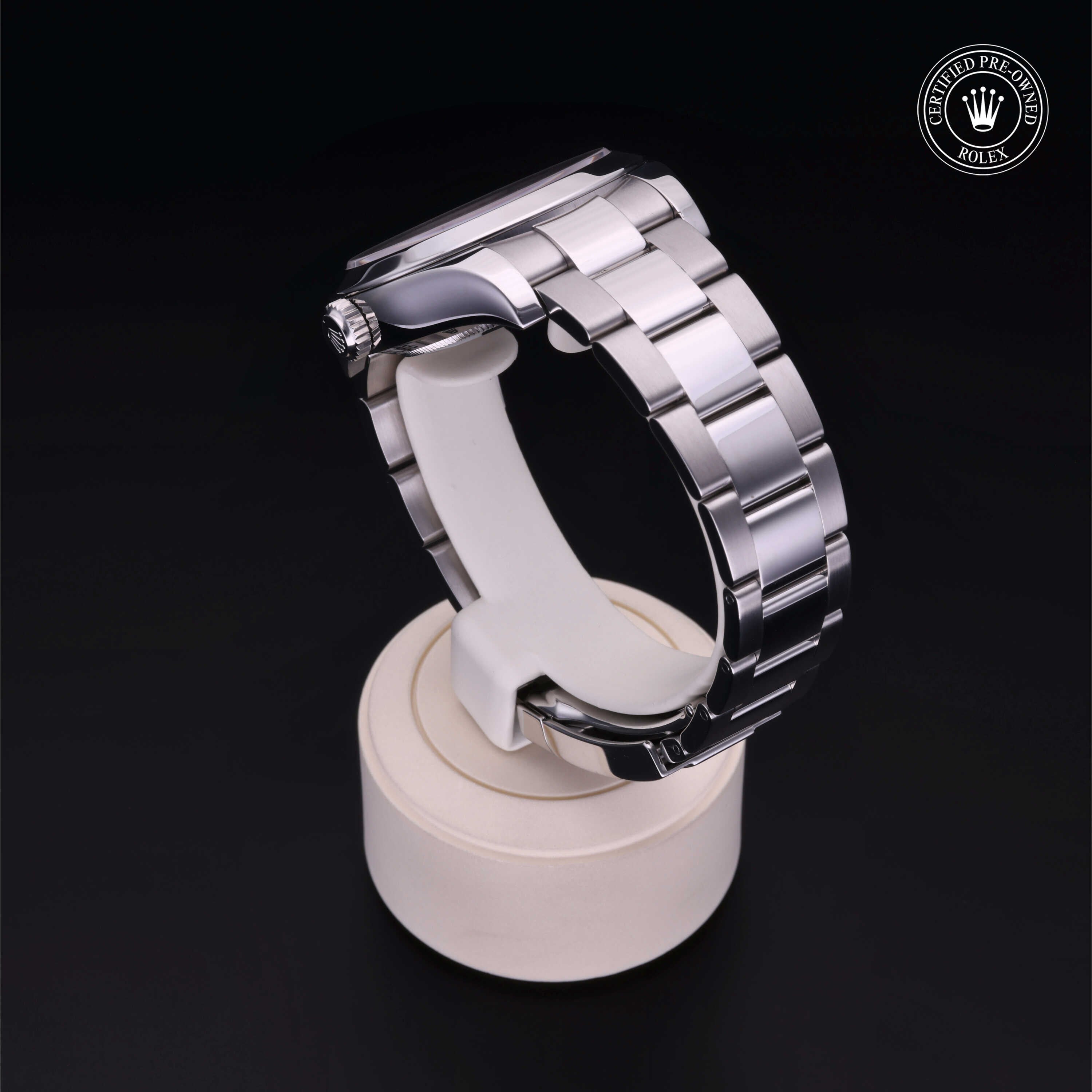 Rolex Certified Pre-owned Milgauss M116400-0002 front on black background