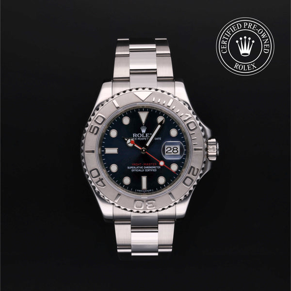 Rolex Certified Pre-owned Yacht-Master M116622-0001 front on black background