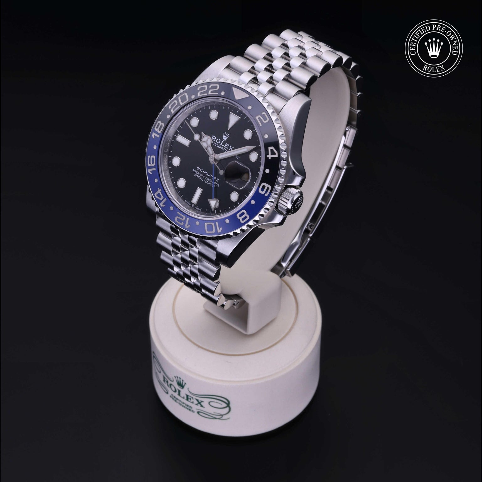 Rolex CPO GMT M126710BLNR front on white background