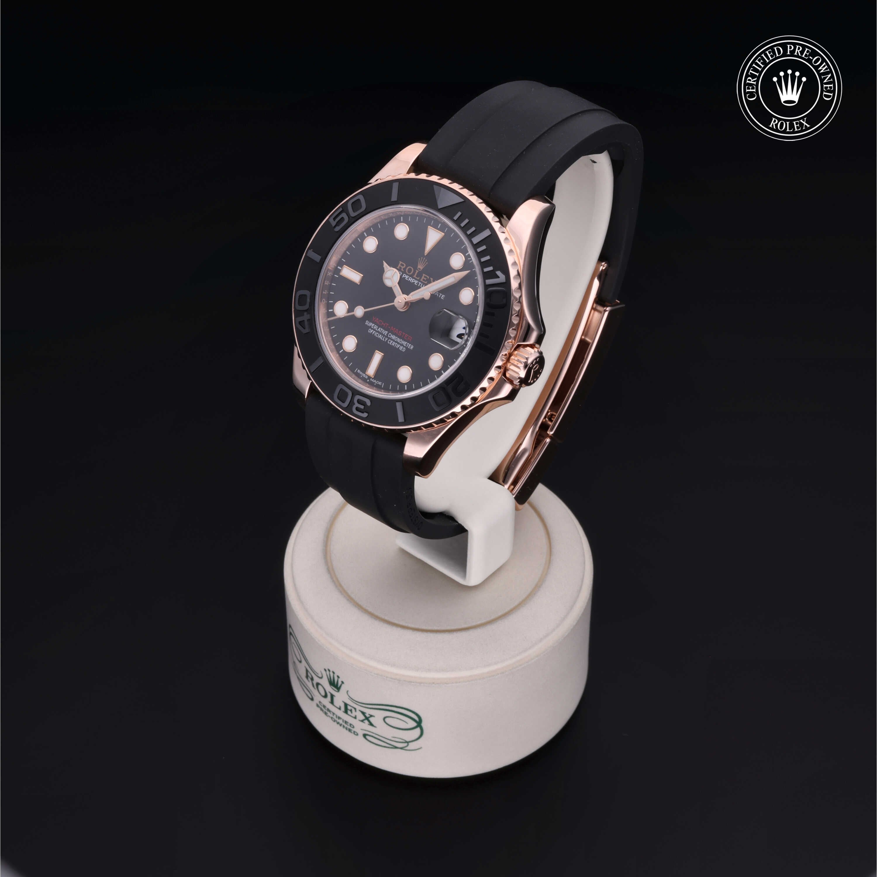 Rolex Certified Pre-owned Yacht-Master M268655-0002 front on black background