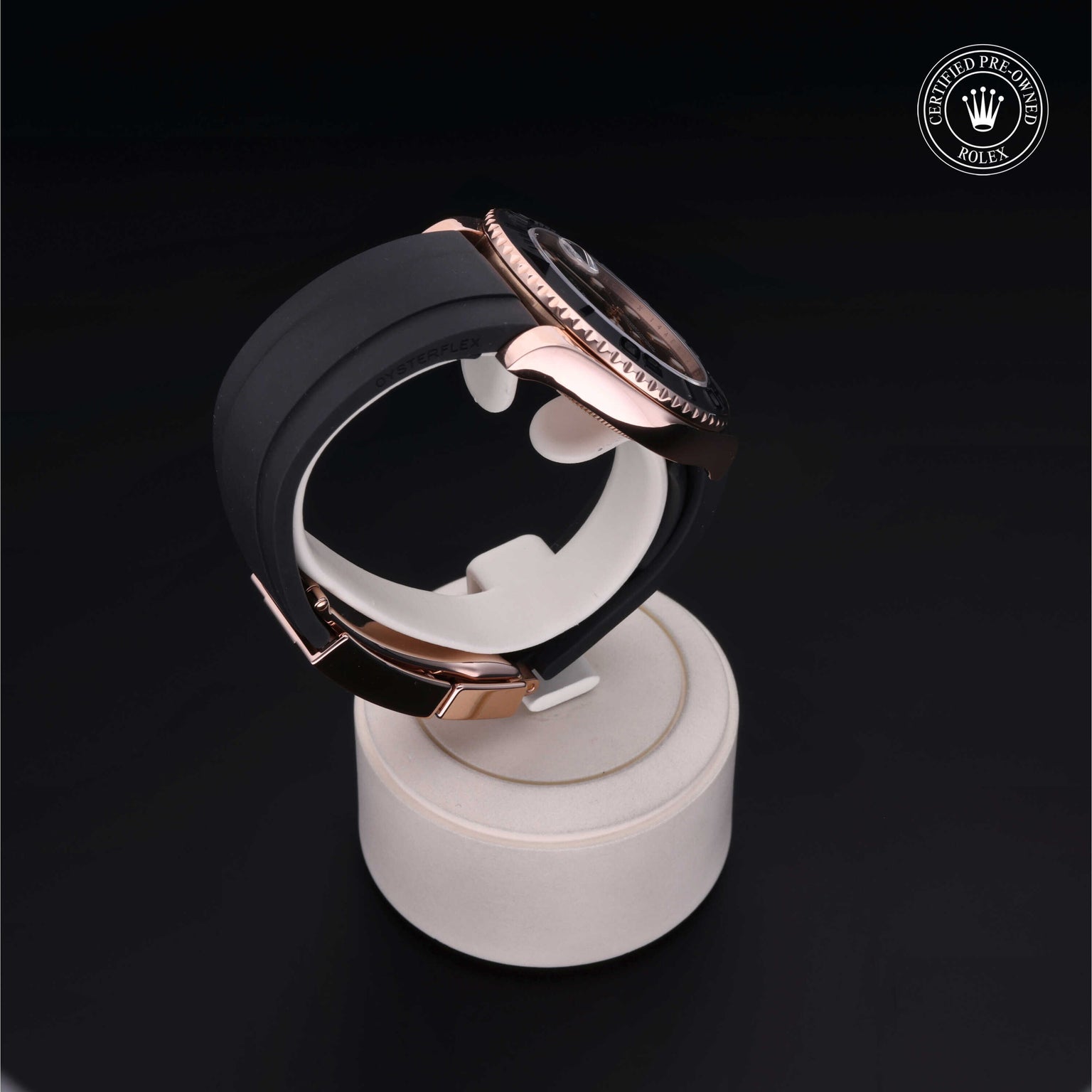 Rolex Certified Pre-owned Yacht-Master M268655-0002 front on black background