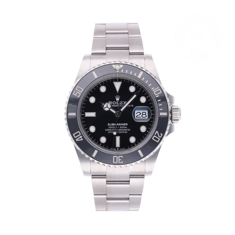 Rolex Certified Pre-owned Submariner M126610LN-0001 front on white background