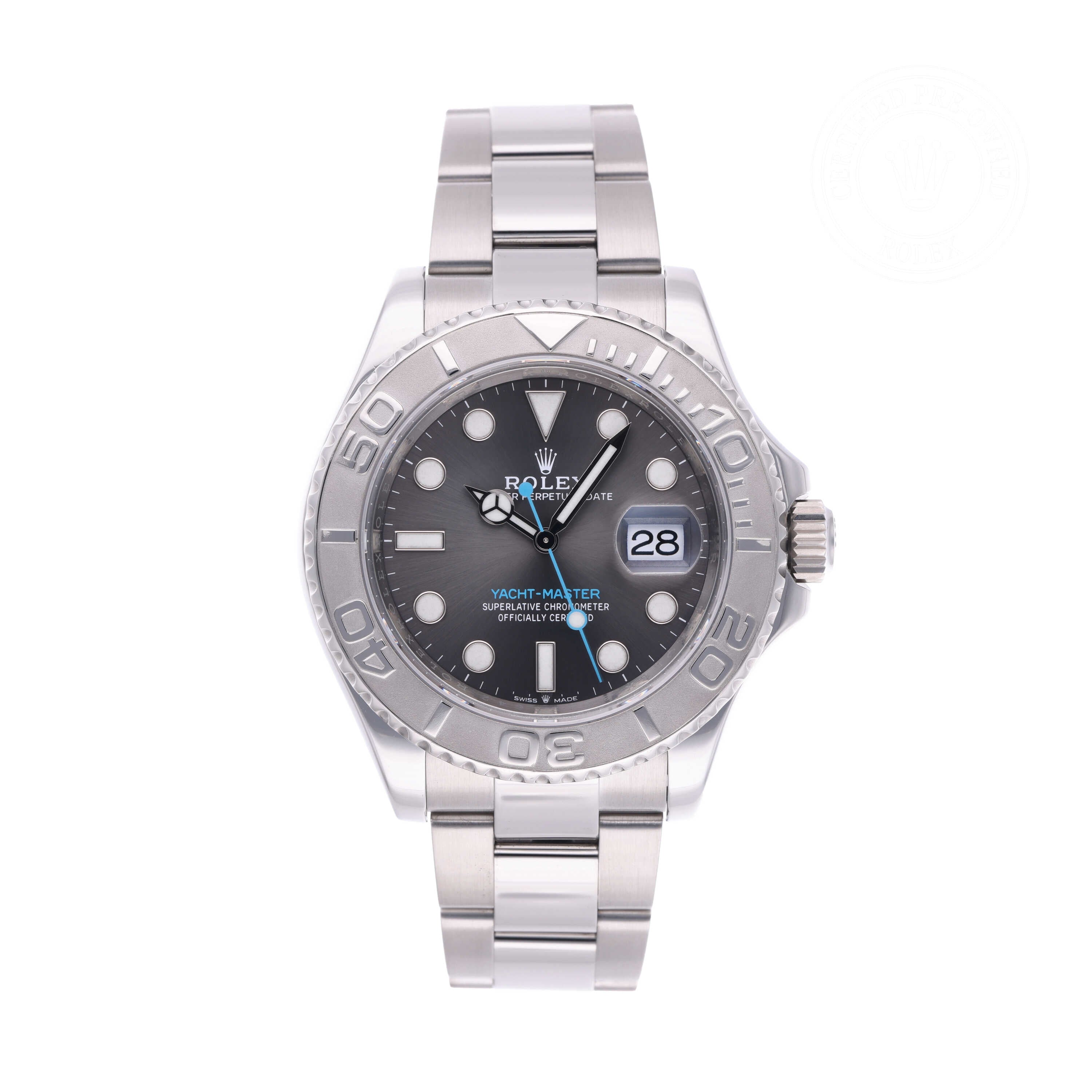 Rolex Certified Pre-owned Yacht-Master M126622-0001 front on white background