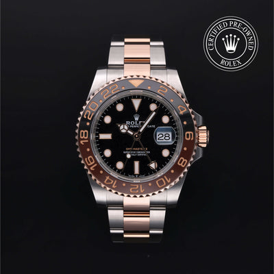 Rolex Certified Pre-owned GMT M126711CHNR-0002 front on black background