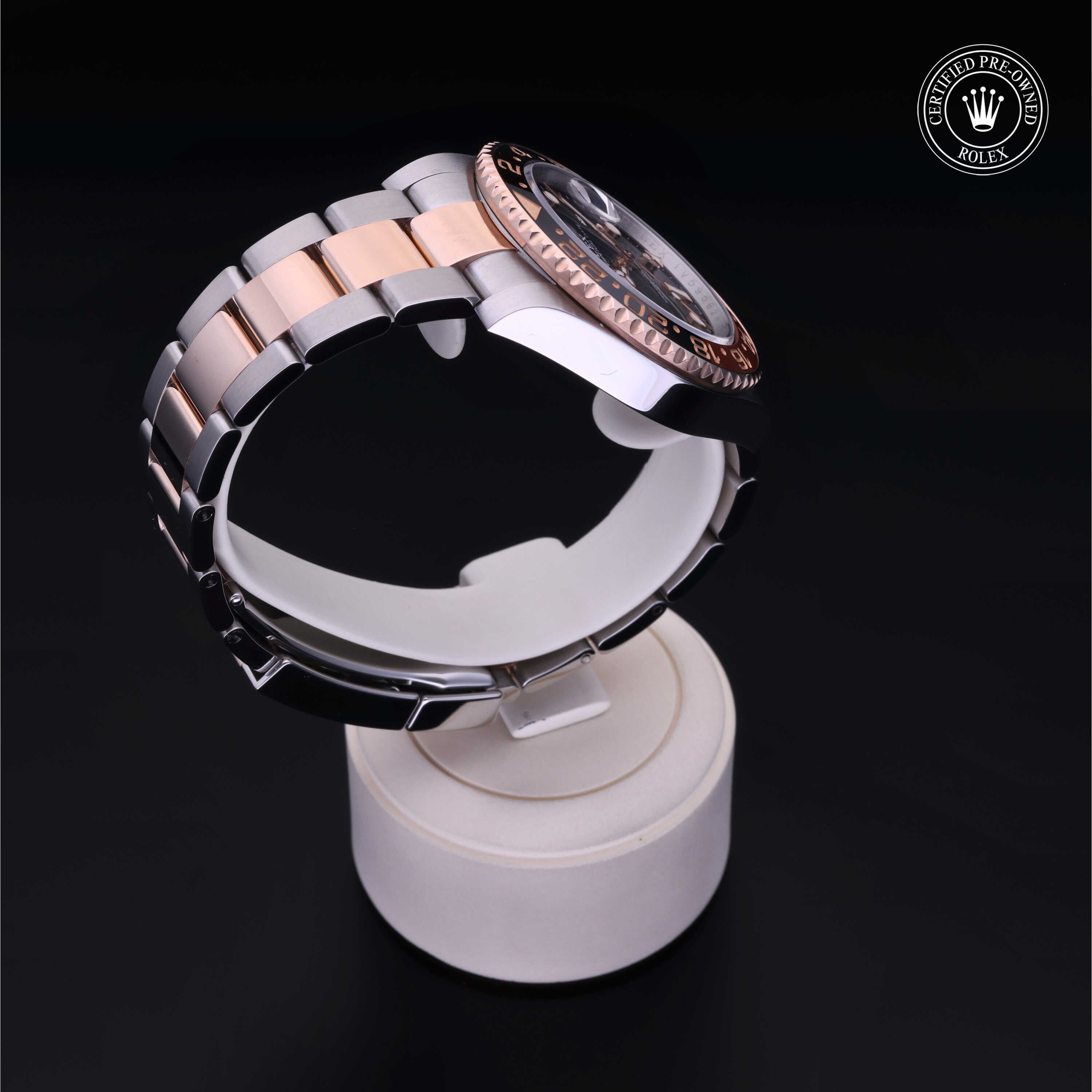 Rolex Certified Pre-owned GMT M126711CHNR-0002 front on black background