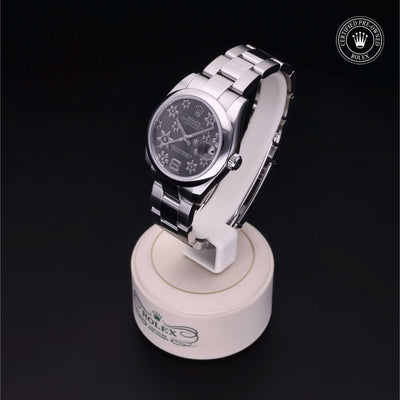 Rolex Certified Pre-owned Lady Datejust M178240-0040 front on black background