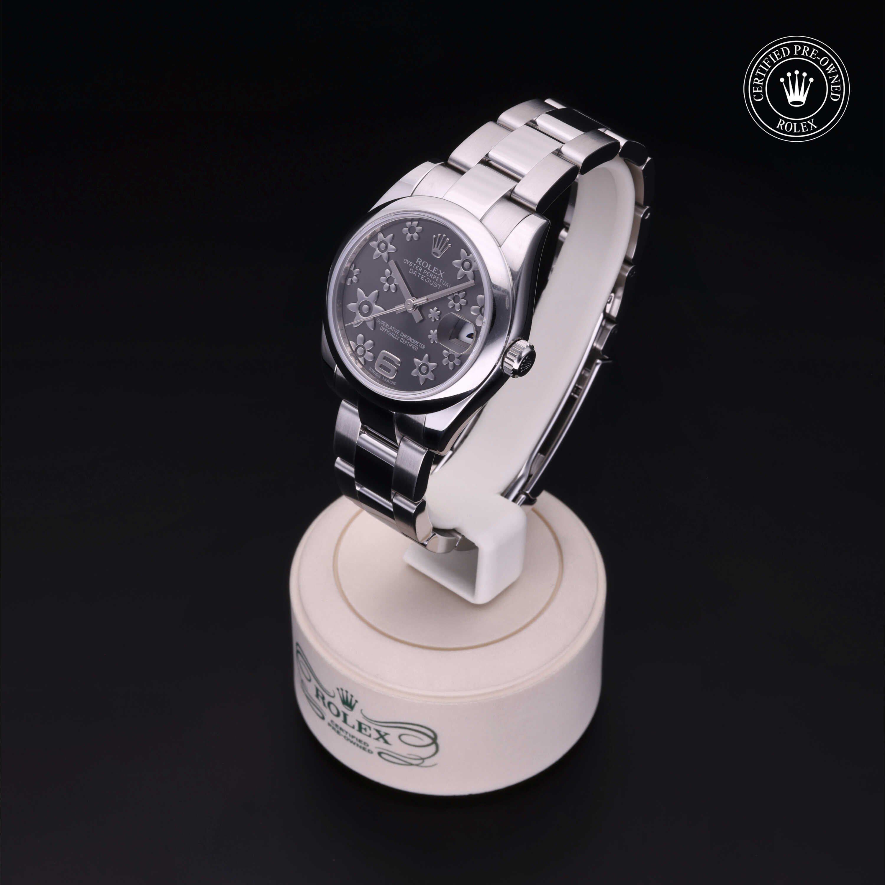 Rolex Certified Pre-owned Lady Datejust M178240-0040 front on black background