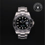 Rolex Certified Pre-owned GMT M116710LN-0001 front on black background