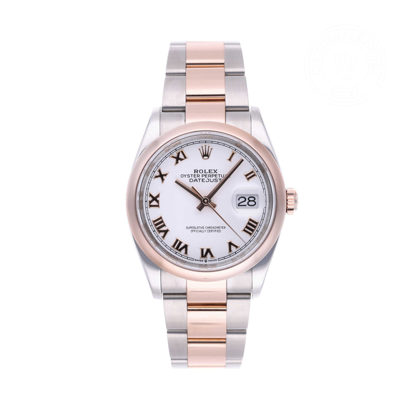Rolex Certified Pre-owned Datejust M126201-0016 front on white background