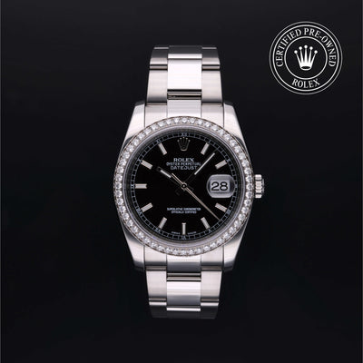 Rolex Certified Pre-owned Datejust M116244-0007 front on black background